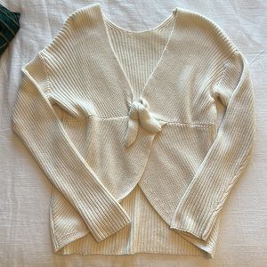 Creme bowtie open back sweater